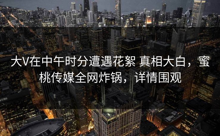 大V在中午时分遭遇花絮 真相大白，蜜桃传媒全网炸锅，详情围观
