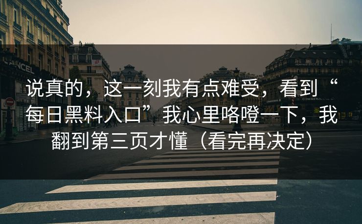 说真的，这一刻我有点难受，看到“每日黑料入口”我心里咯噔一下，我翻到第三页才懂（看完再决定）